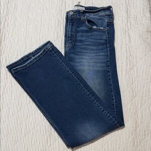 Women's Straight Jeans in Dark Blue Wash